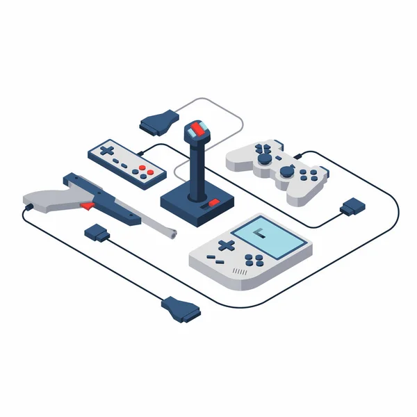 Video Game Console Gamepad Vector Isometric Illustration — Stock Vector