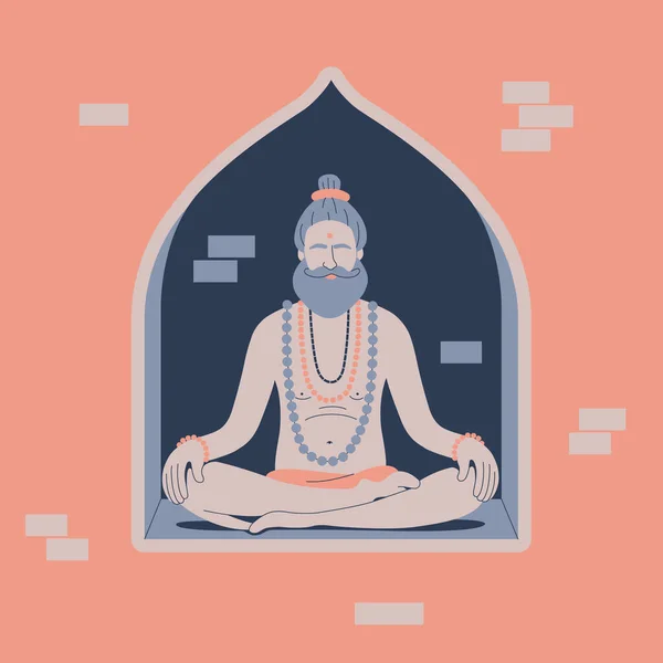 Vektorillustration Des Hinduistischen Sadhu Heiligen — Stockvektor