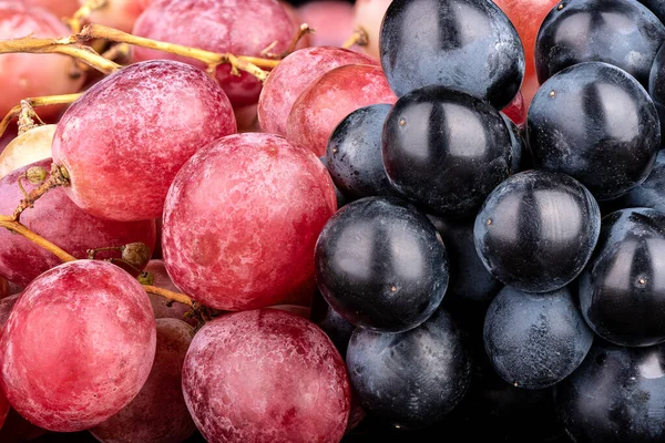 Full Frame Berries Bunches Ripe Red Black Grapes Food Background — Stock Photo, Image