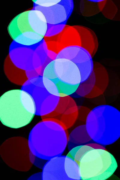Blurry Colored Lights Garlands Vertical Arrangement Beautiful Christmas New Year — Stock Photo, Image