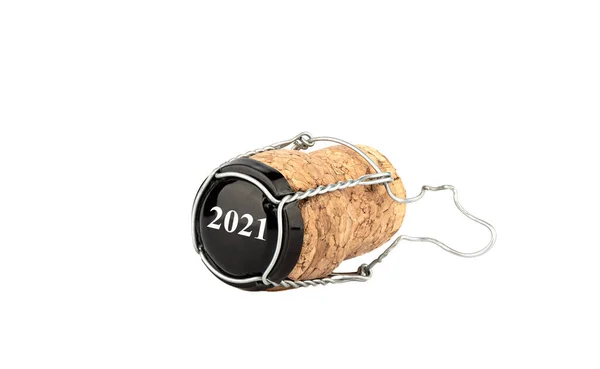 Tampa Com Muselet Números 2021 Cortiça Champanhe Com Muselet Fundo — Fotografia de Stock