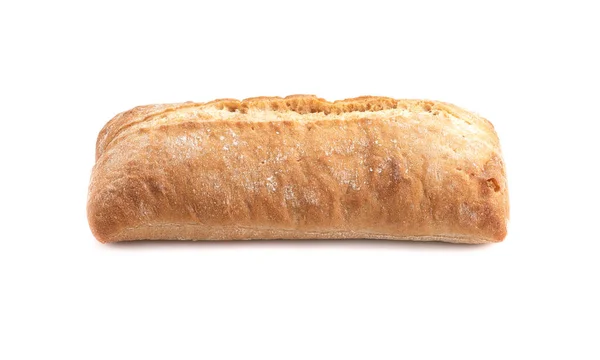 Hele Rustieke Ciabatta Geïsoleerd Witte Achtergrond Sluit Maar Kopieerruimte — Stockfoto