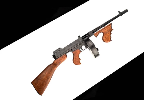 Thompson Skickar Pistol Med Ett Magasin Med Patroner Kopiera Utrymme — Stockfoto