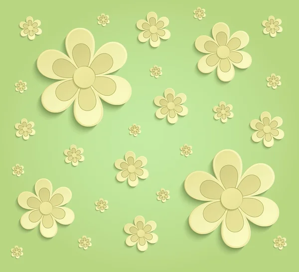 Flores Papel de primavera 3D verde amarillo papel pintado raster — Foto de Stock