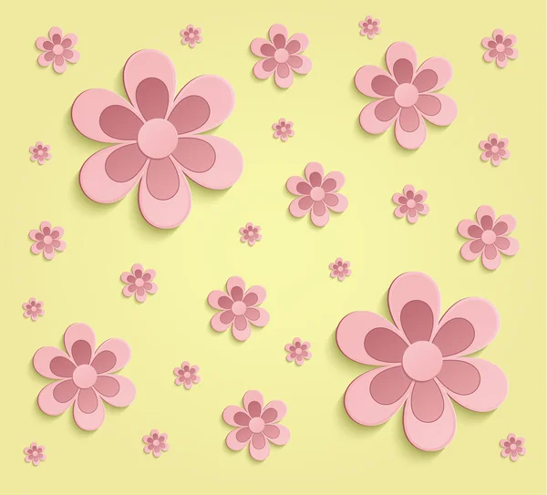 Flores Papel de primavera 3D amarillo rosa fondo de pantalla raster — Foto de Stock