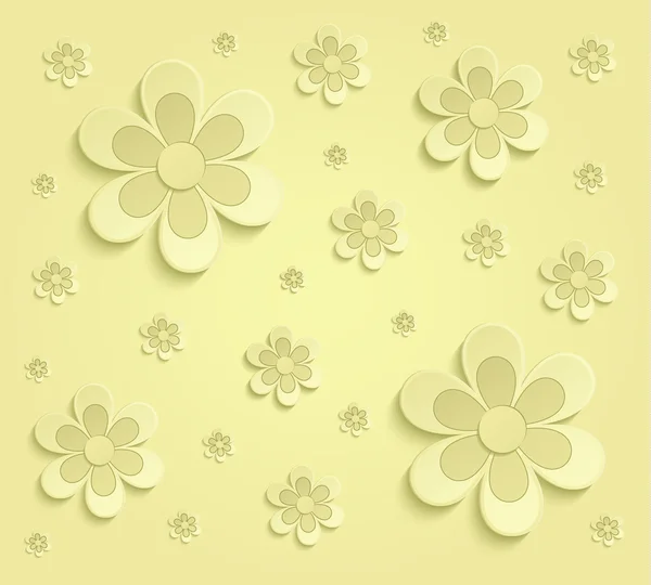 Flores Papel de primavera 3D papel pintado amarillo raster — Foto de Stock
