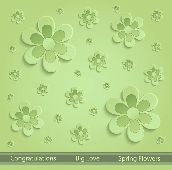 Flores Papel de primavera 3D vector verde — Vector de stock