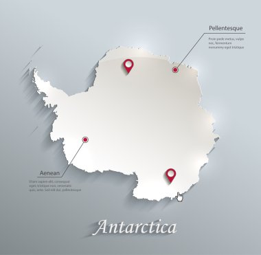 Antarktika harita kart mavi beyaz kağıt 3B vektör