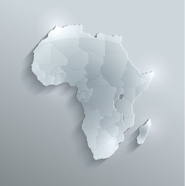 Afrika siyasi harita bayrak cam kartı kağıt 3d raster tek tek devletlerin ayrı