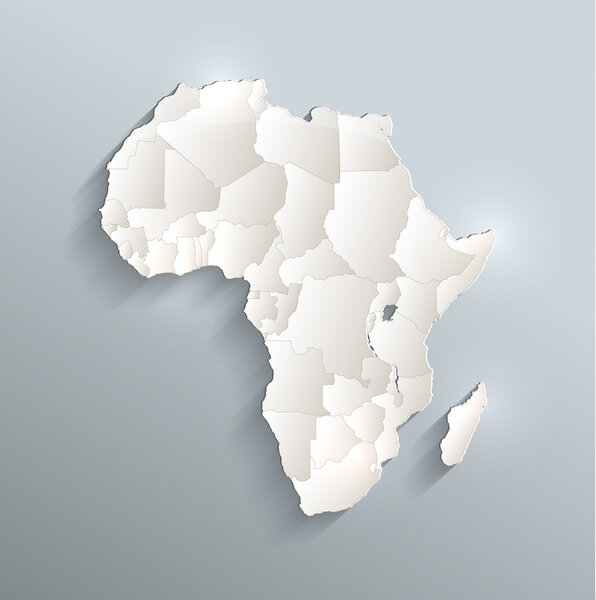 Africa political map 3D raster individual states separate