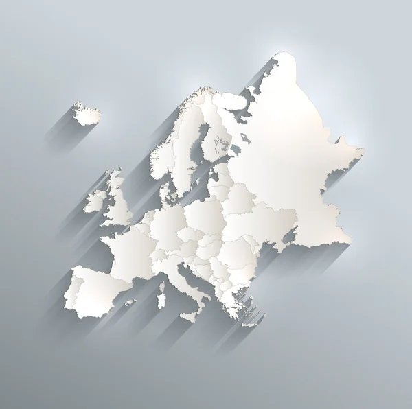 Europa mappa politica 3D raster singoli stati separati — Foto Stock