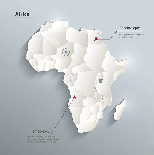 Africa mappa politica 3D vettore singoli stati separati — Vettoriale Stock