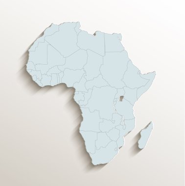 Afrika siyasi harita beyaz mavi 3d tarama