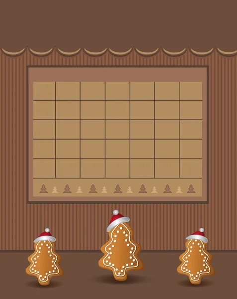 Kalender Dezember Weihnachten 2016 Baum Lebkuchen Schokolade Raster — Stockfoto