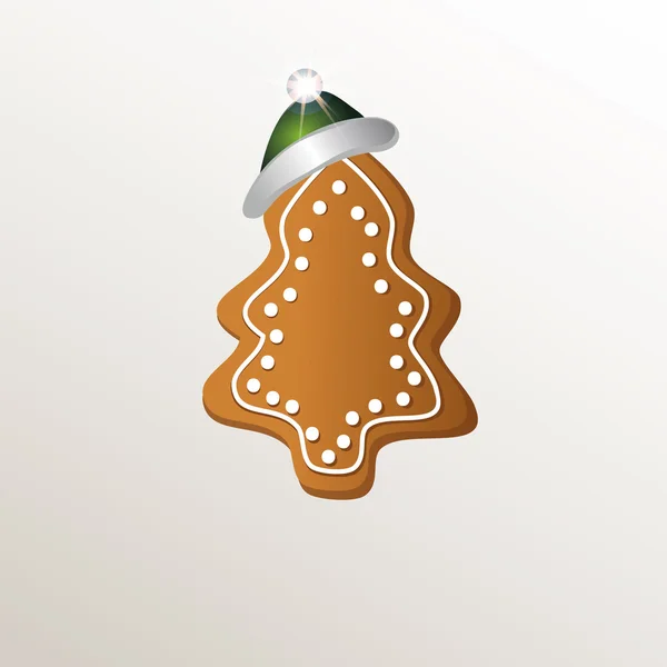 Christmas tree gingerbread cap green natural paper 3D raster — Stock Photo, Image