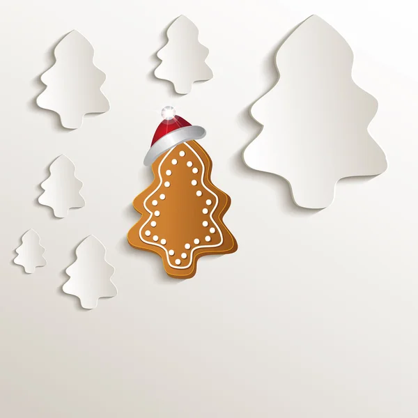 Christmas trees gingerbread cap red natural paper 3D raster — Stock Photo, Image