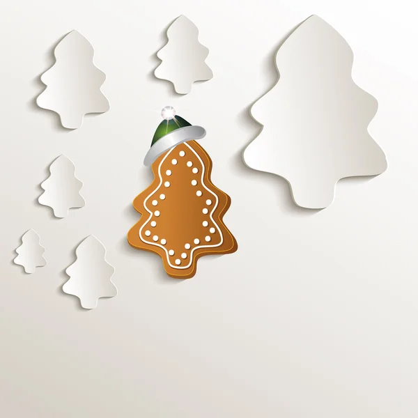 Christmas trees gingerbread cap green natural paper 3D raster — Stock Photo, Image