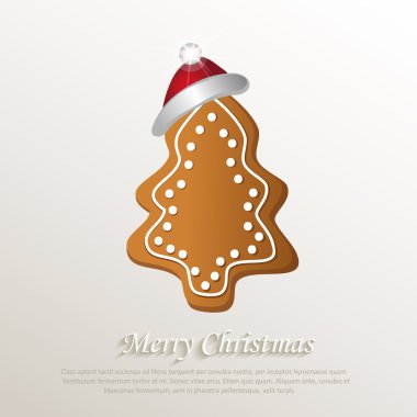 Noel ağacı gingerbread kap kırmızı doğal kağıt 3B vektör