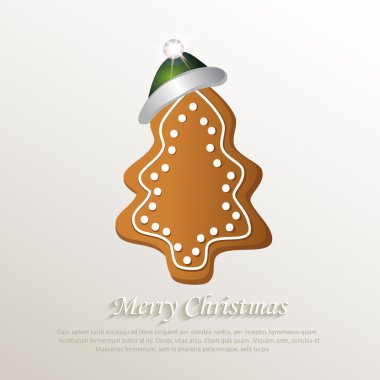 Noel ağacı gingerbread kap yeşil doğal kağıt 3B vektör