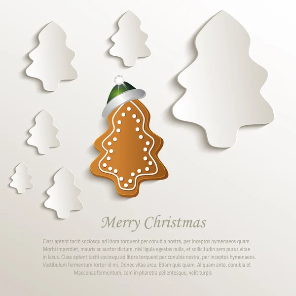 Christmas tree gingerbread cap green natural paper 3D vector — Stock Vector