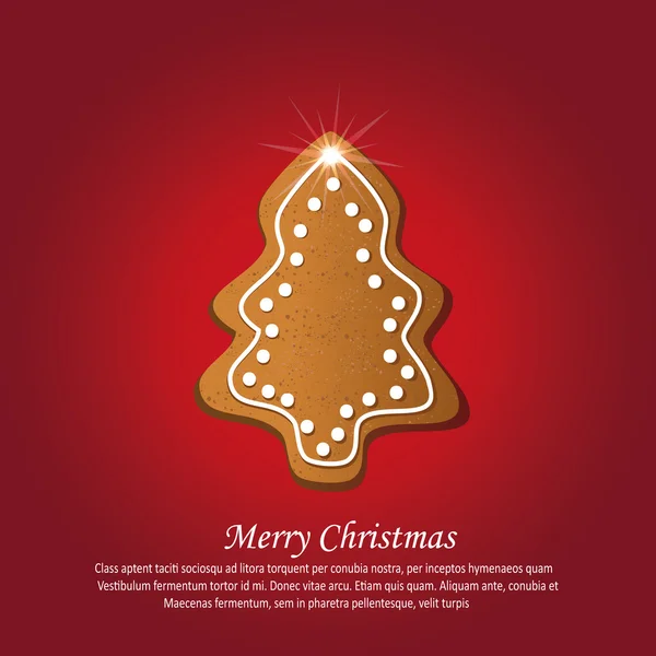 Christmas tree gingerbread greeting card red vector — Stock Vector