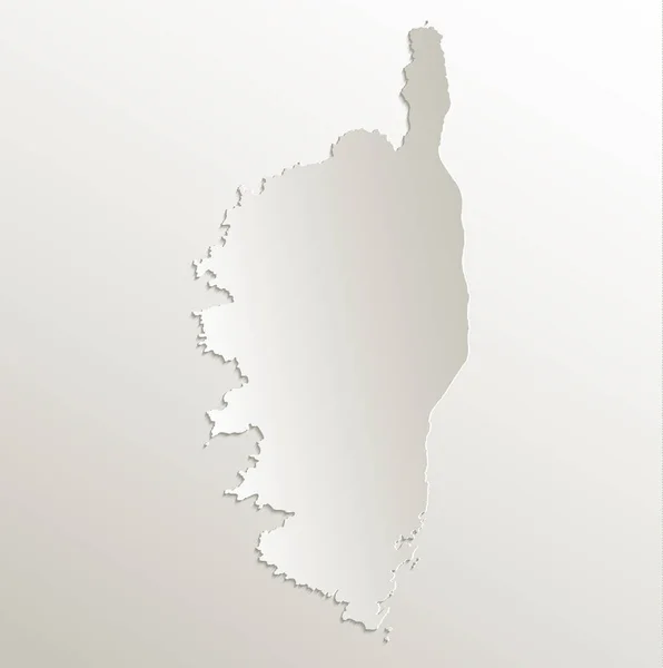 Córsega Mapa Ilha Papel Cartão Branco Natural — Fotografia de Stock