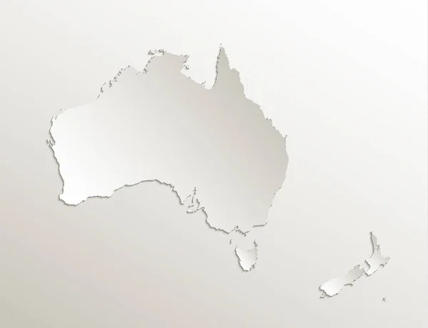 Australië Continent Kaart Nieuw Zeeland Natuurlijk Papier Kaart Leeg — Stockfoto