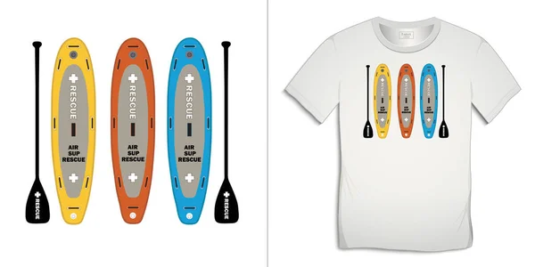 Print Shirt Grafisch Ontwerp Paddle Board Geïsoleerd Witte Achtergrond Vector — Stockvector