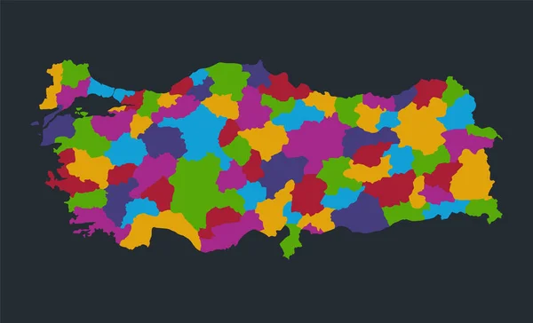 Infografik Turkiet Karta Platt Design Färger Enskilda Regioner Blå Bakgrund — Stockfoto
