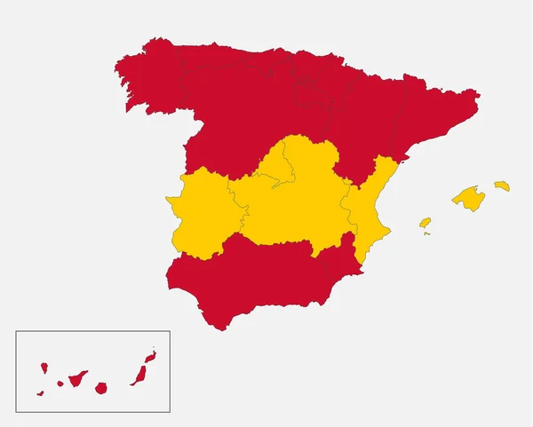 Carte Espagne Aux Couleurs Drapeau Avec Divisions Administratives Vierges — Photo