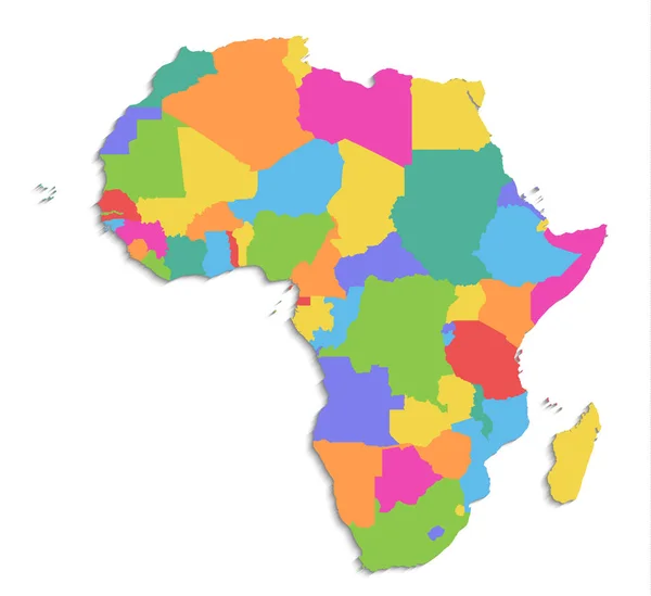 アフリカ地図 新しい政治的詳細地図 個別の州 州名と 白い背景に隔離された3D空白 — ストック写真