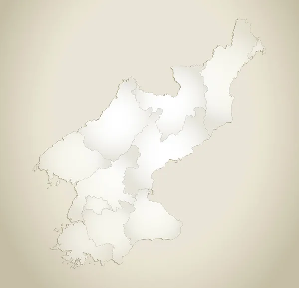 Corée Nord Carte Division Administrative Vieux Papier Fond Blanc — Photo