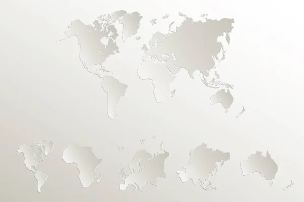 Mapa Continentes Del Mundo América Europa África Asia Australia Papel — Foto de Stock