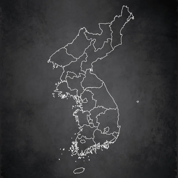 North South Korea Map Separate Region Names Individual Card Blackboard — Stock Photo, Image