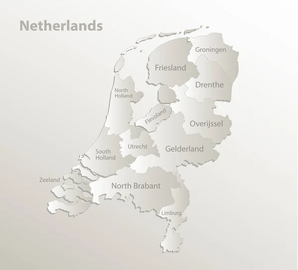 Niederlande Karte Verwaltungsgliederung Getrennte Regionen Mit Namen Der Einzelnen Regionen — Stockvektor