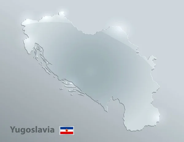 Yugoslavia Mappa Bandiera Carta Vetro Vettore — Vettoriale Stock