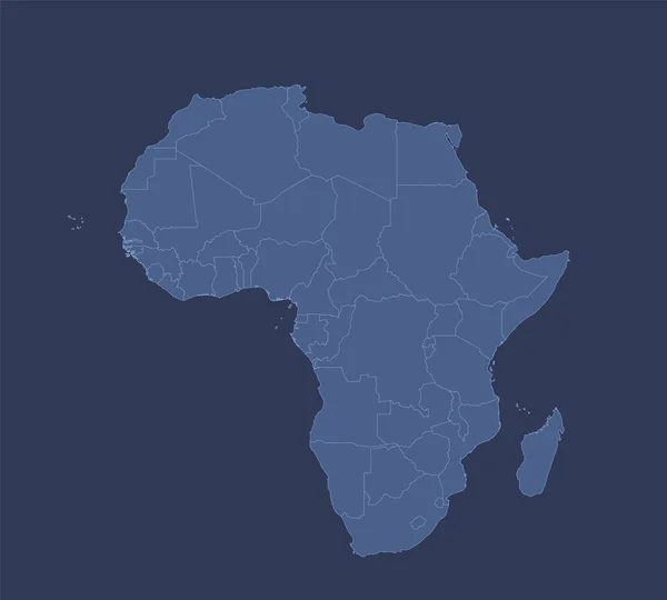 Mapa África Con Nombres Estados Individuales Infografías Azul Plano Diseño —  Fotos de Stock