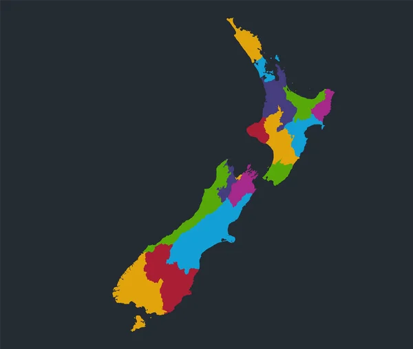 Infografik Neuseeland Karte Flache Designfarben Einzelne Staaten Blauer Hintergrund Leer — Stockfoto