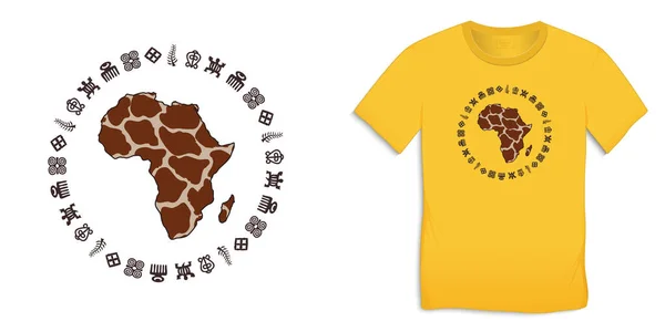 Print Shirt Grafisch Ontwerp Africa Map Globe Met Adinkra Symbolen — Stockfoto