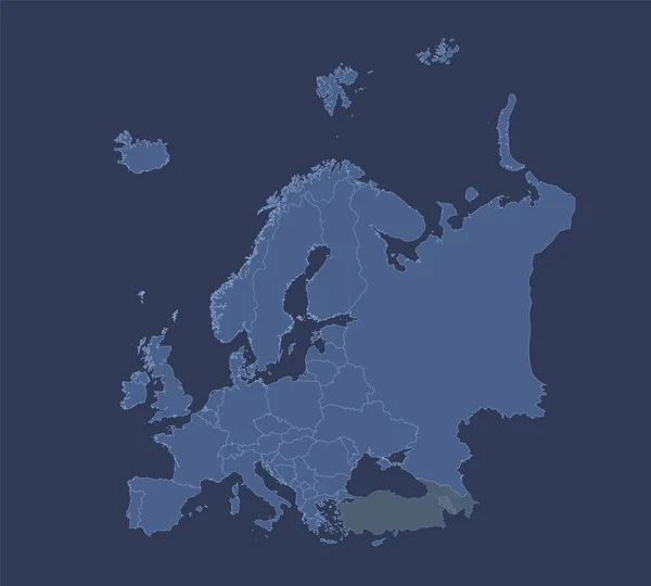 Europa Mappa Con Nomi Dei Singoli Stati Infografica Blu Disegno — Foto Stock