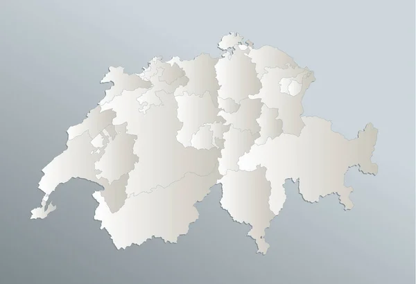 Mapa Szwajcarii Podział Administracyjny Niebieska Biała Kartka Papier Puste — Zdjęcie stockowe