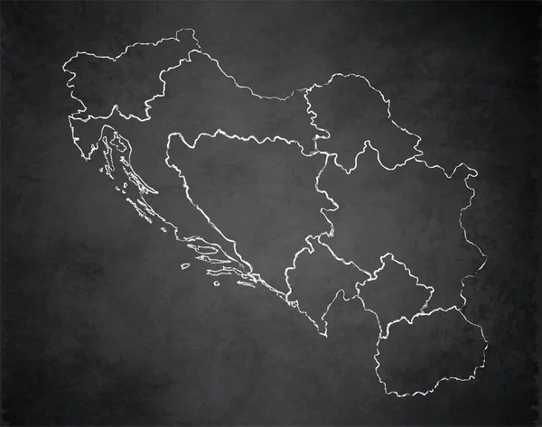 Yugoslavia Mapa División Administrativa Separa Regiones Nombres Región Individual Pizarra —  Fotos de Stock