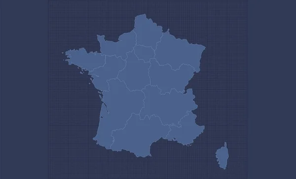 Frankrike Karta Separata Regioner Infographics Blå Platt Design Blank — Stockfoto