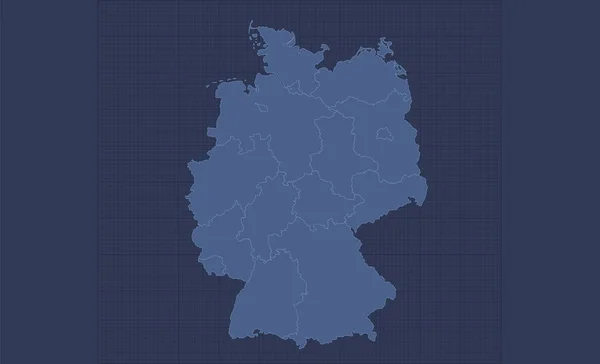 Alemania Mapa Regiones Separadas Infografías Azul Plano Diseño Blanco —  Fotos de Stock