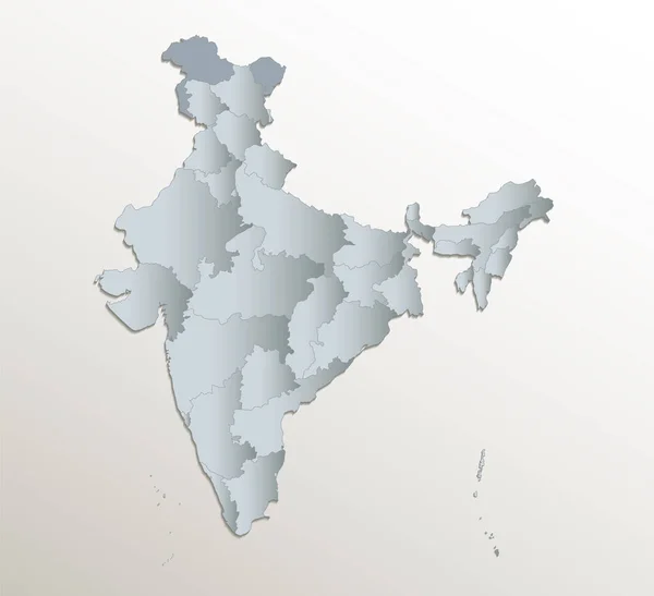 India Map Administrative Divisions White Blue Card Paper Blank — Stock Photo, Image