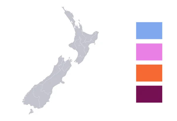 Infográficos Mapa Nova Zelândia Regiões Individuais Branco — Fotografia de Stock