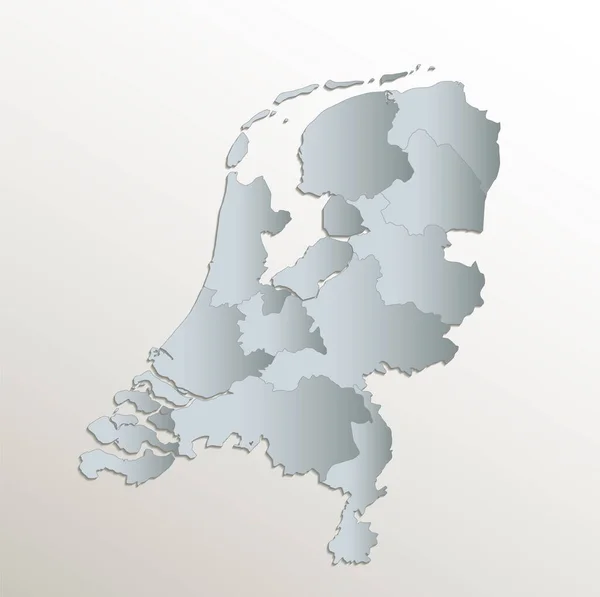 Netherlands Map Administrative Division White Blue Card Paper Blank — Stock Photo, Image