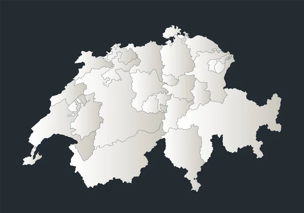 Schweiz Karta Infographics Platt Design Färger Snövit Enskilda Regioner Tom — Stockfoto