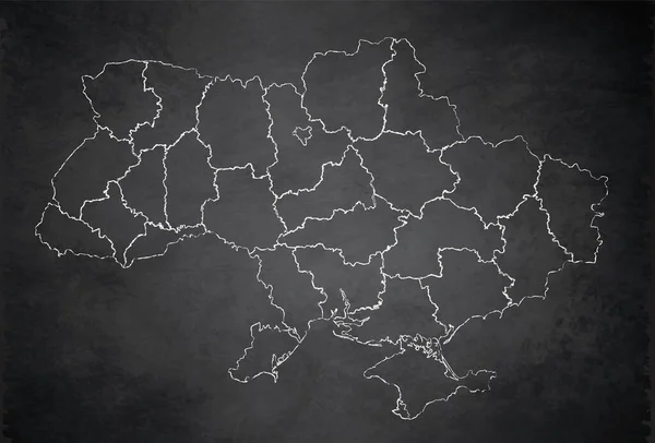 Ukraine Map Administrative Division Separates Regions Design Card Blackboard Chalkboard — Stock Photo, Image