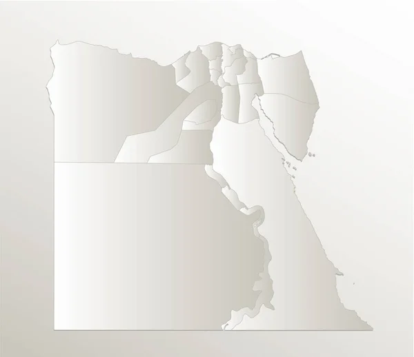 Egipto Mapa Regiones Individuales Tarjeta Papel Natural Blanco — Foto de Stock